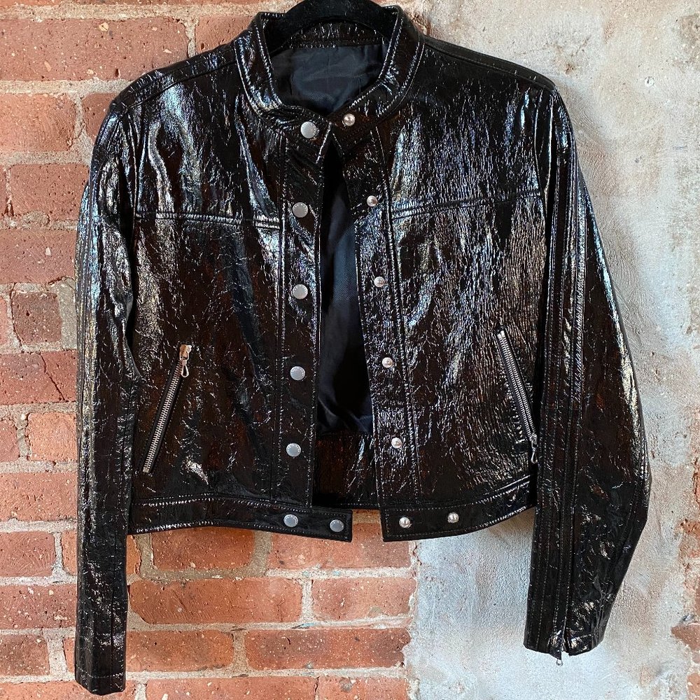 Rag and Bone Toni Crackle Patent Leather Moto Jacket